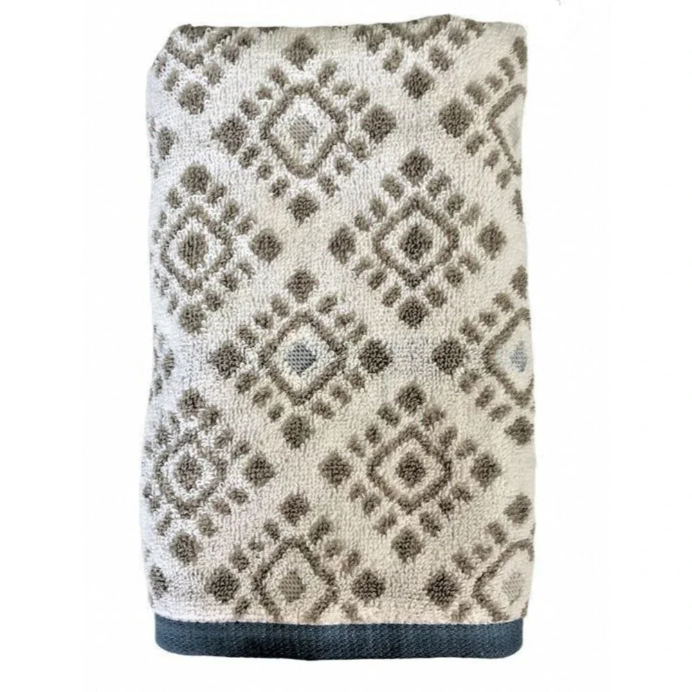 Southwest Desert Boho Hand Towels Bathroom Navajo Gray White Blue Set of 2